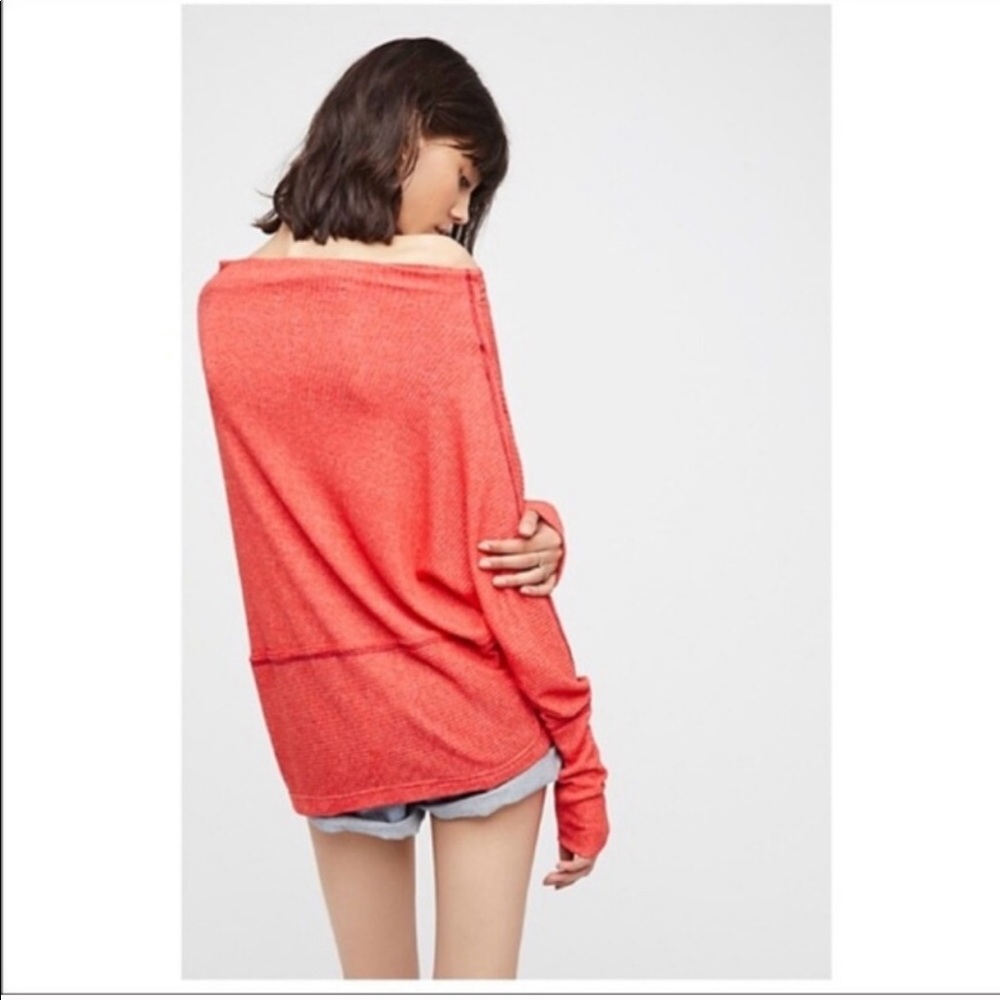 Free People Londontown Thermal Top Cherry Red